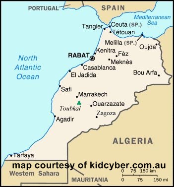 Moroccon Map coutesy of  www.kidcyber.com.au